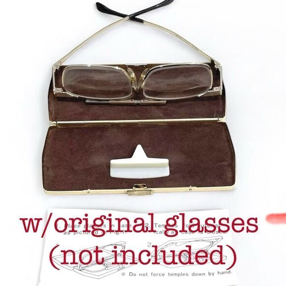 Vintage Kanda Gold Tone Black Details Brown Velvet Interior Replacement Case - Picture 11 of 11